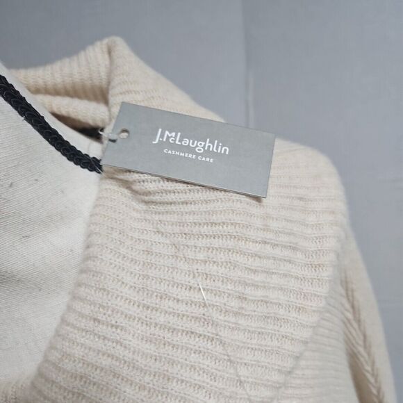 NWT J. McLAUGHLIN 100% Cashmere Cowl Neck Sweater, Lt. H Oatmeal, Verbier, XS - Picture 3 of 12